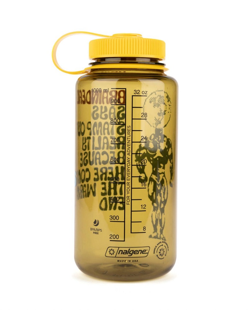 Olive Yellow Brain Dead Stamp Out Reality Nalgene 32oz Wide Mouth Homeware | AU 2417309-KA