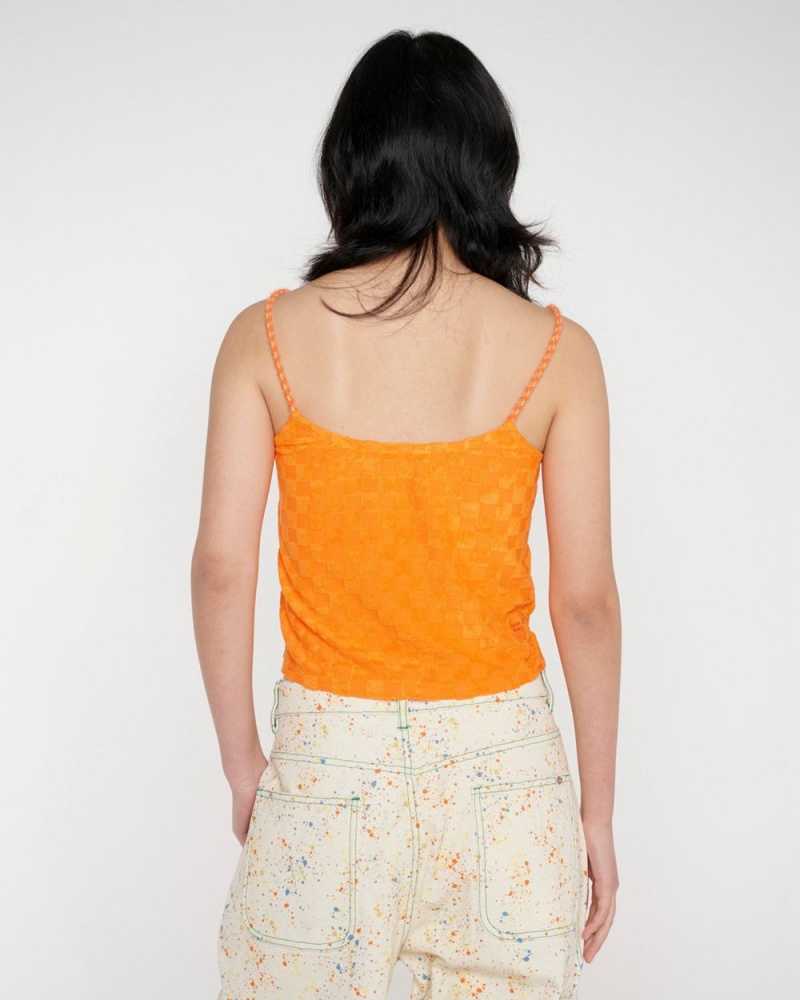 Orange Brain Dead Check Burnout Cami T-Shirt | AU 0239517-EV