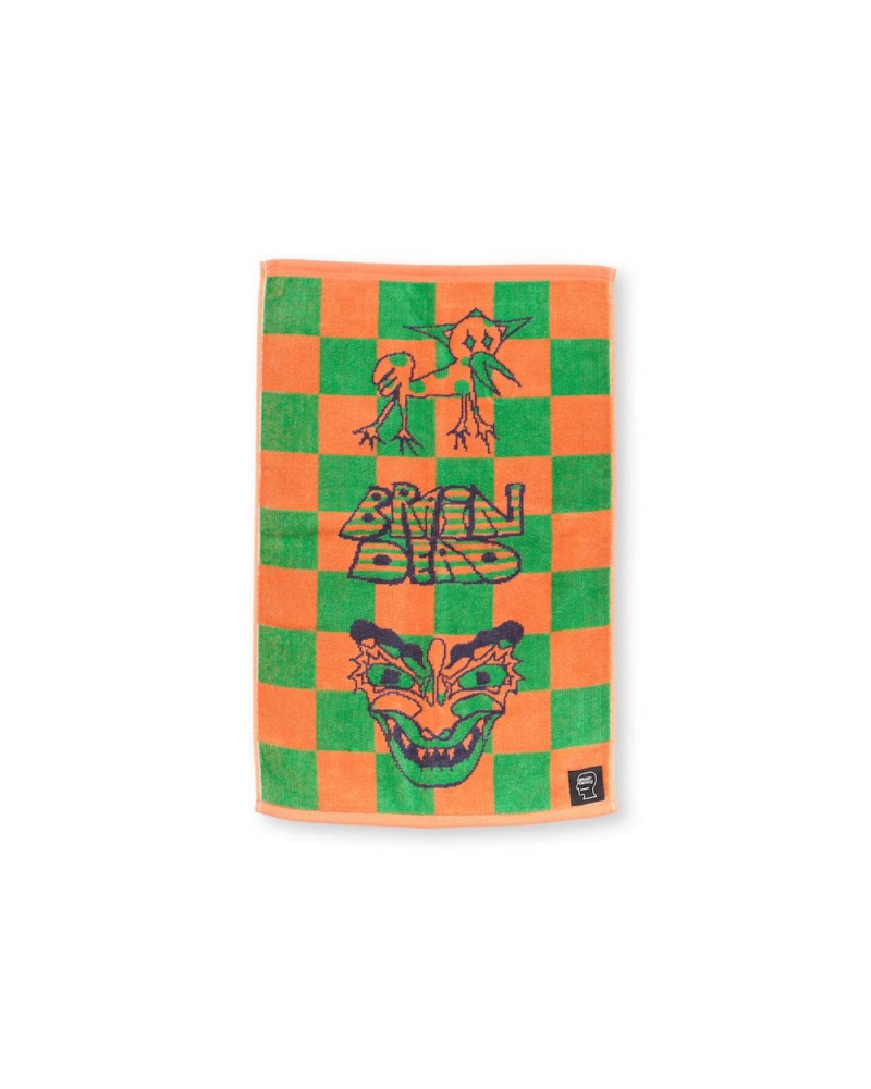 Orange Brain Dead Checkered Hand Towel | AU 9126054-LY