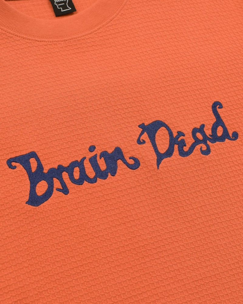 Orange Brain Dead Embroidered Waffle Long Sleeve T-Shirt | AU 5970361-QS