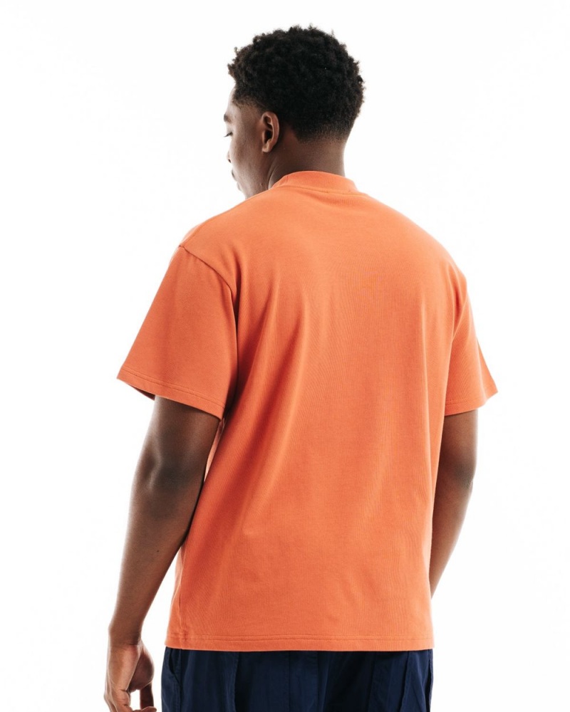 Orange Brain Dead Heavyweight Jersey Mockneck Pocket W/Pvc T-Shirt | AU 2985061-EZ