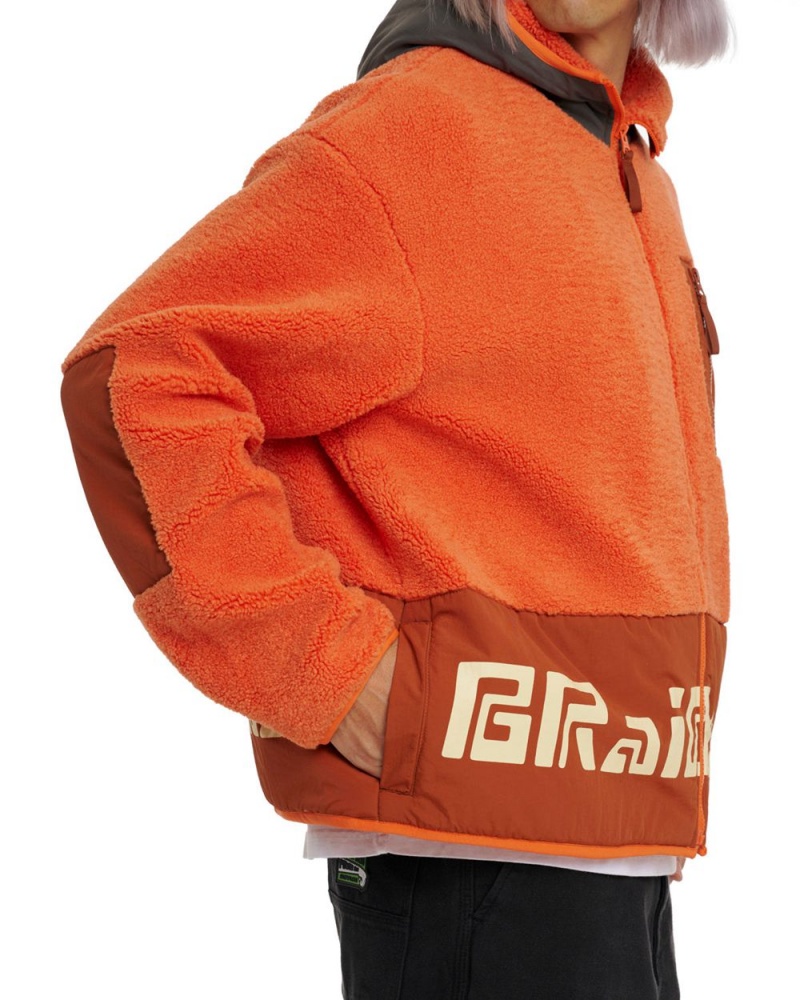 Orange Brain Dead Levels Sherpa Full Zip Jacket | AU 1843627-UF