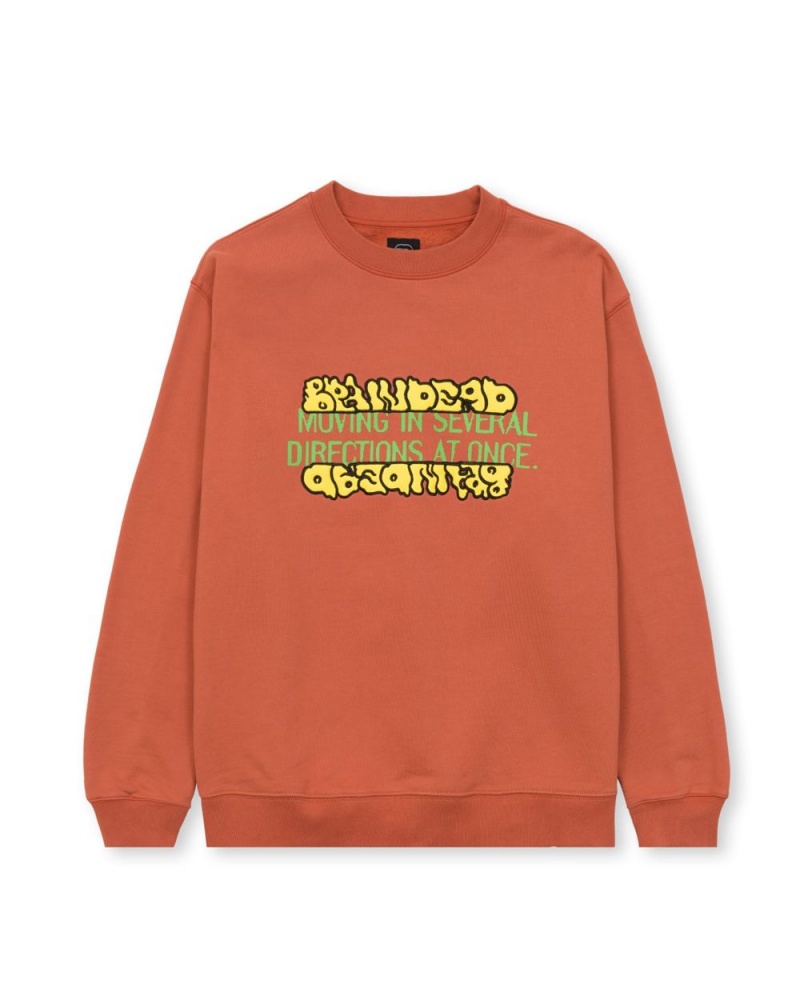 Orange Brain Dead Movement Crewneck Sweatshirt | AU 7346951-LE