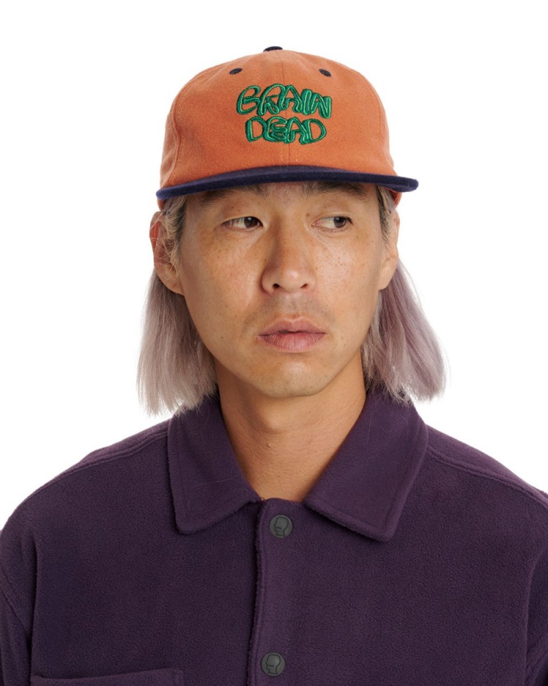 Orange Brain Dead Plato Wool 6 Panel Cap | AU 0963721-IJ