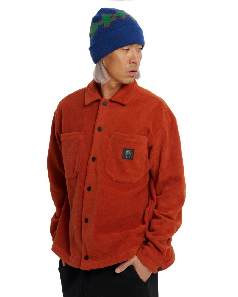 Orange Brain Dead Polar Fleece Climber Shirt | AU 1437920-WU