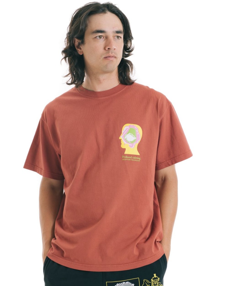 Orange Brain Dead Profound Calming Techniques T-Shirt | AU 7609538-RC