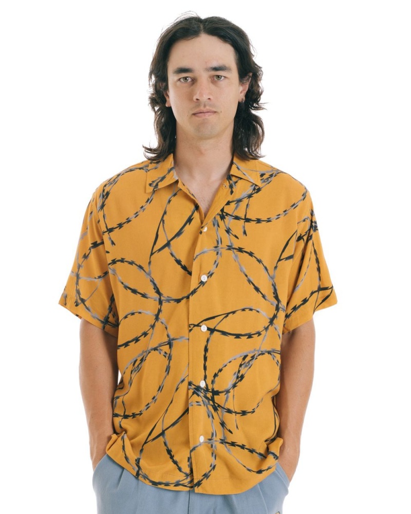 Orange Brain Dead Razorwire Rayon Shirt | AU 9457283-CL