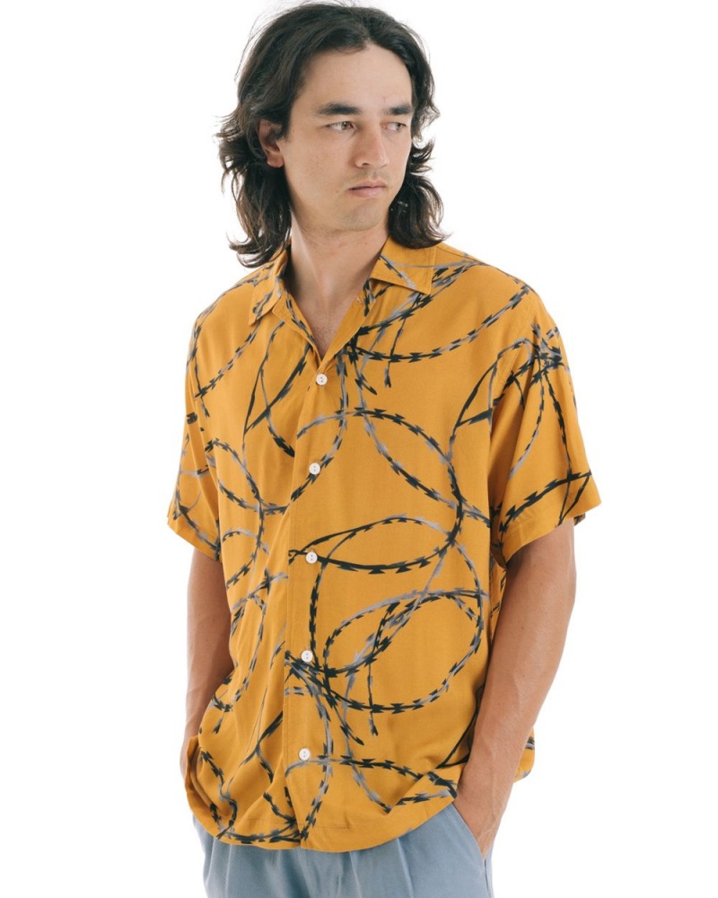 Orange Brain Dead Razorwire Rayon Shirt | AU 9457283-CL