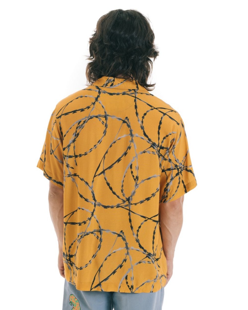 Orange Brain Dead Razorwire Rayon Shirt | AU 9457283-CL