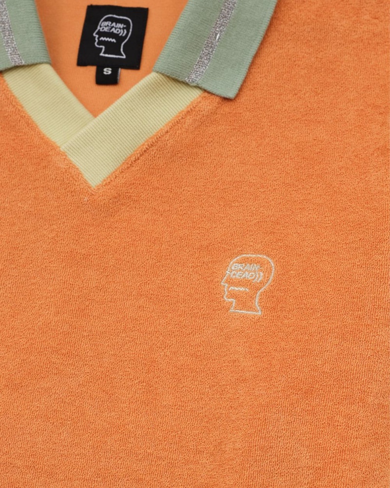 Orange Brain Dead Split Neck Terry Longsleeve T-Shirt | AU 7053219-HP