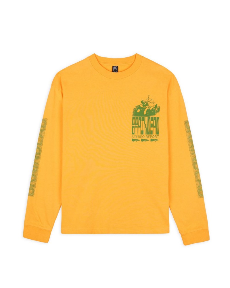 Orange Brain Dead Stereo Report Long Sleeve T-Shirt | AU 6824170-NC