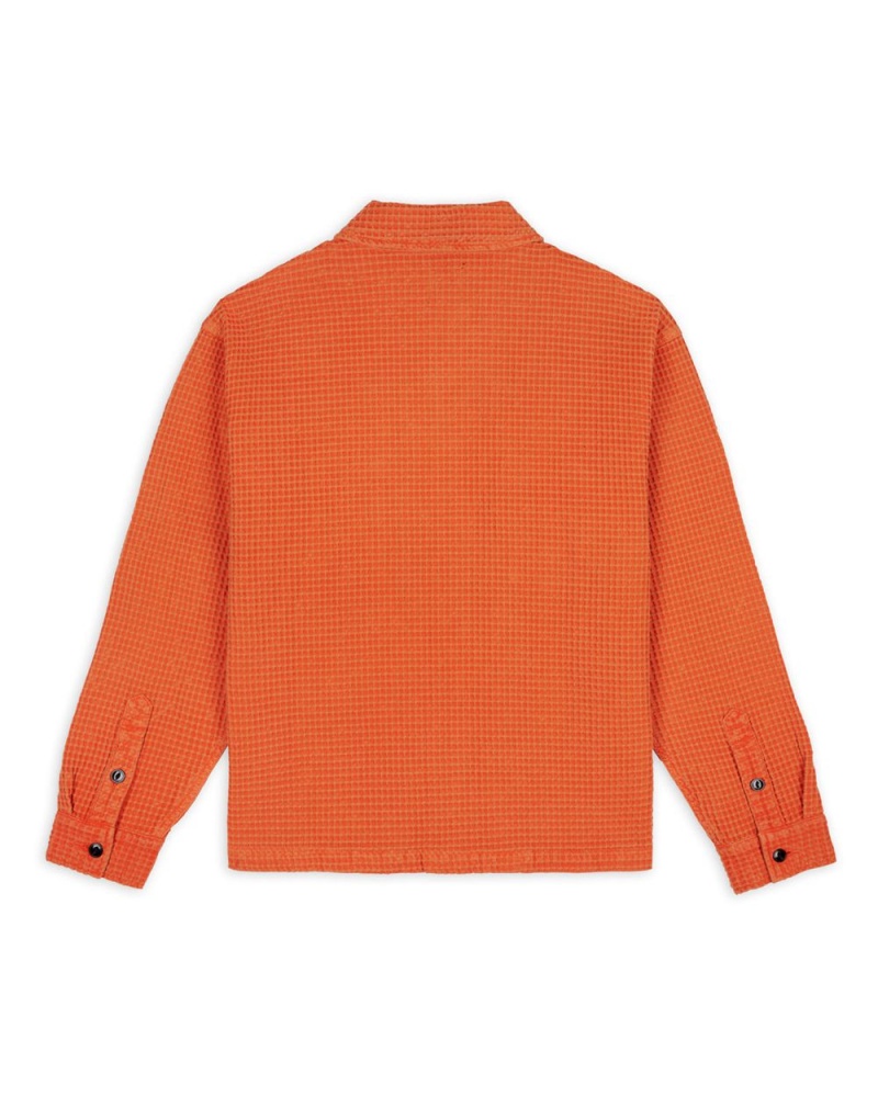 Orange Brain Dead Waffle Button Front Shirt | AU 9517423-QN