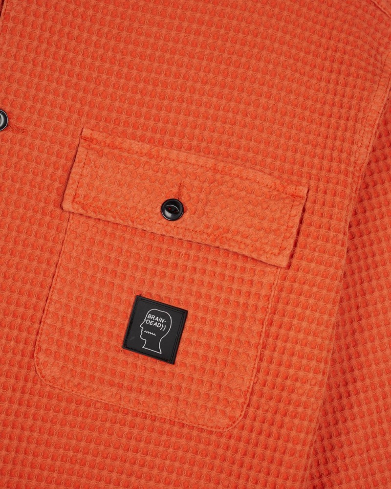 Orange Brain Dead Waffle Button Front Shirt | AU 9517423-QN