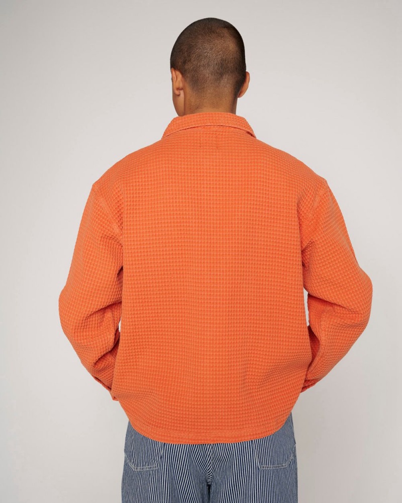 Orange Brain Dead Waffle Button Front Shirt | AU 9517423-QN