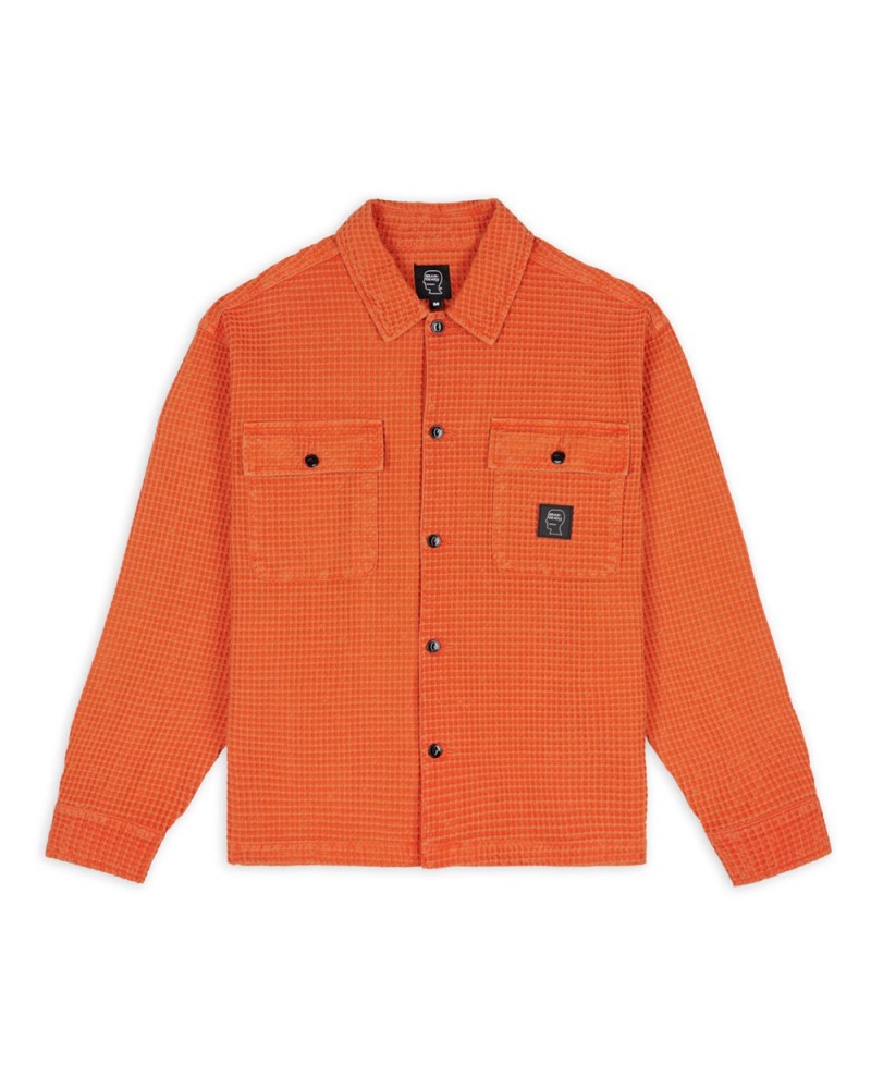 Orange Brain Dead Waffle Button Front Shirt | AU 9517423-QN