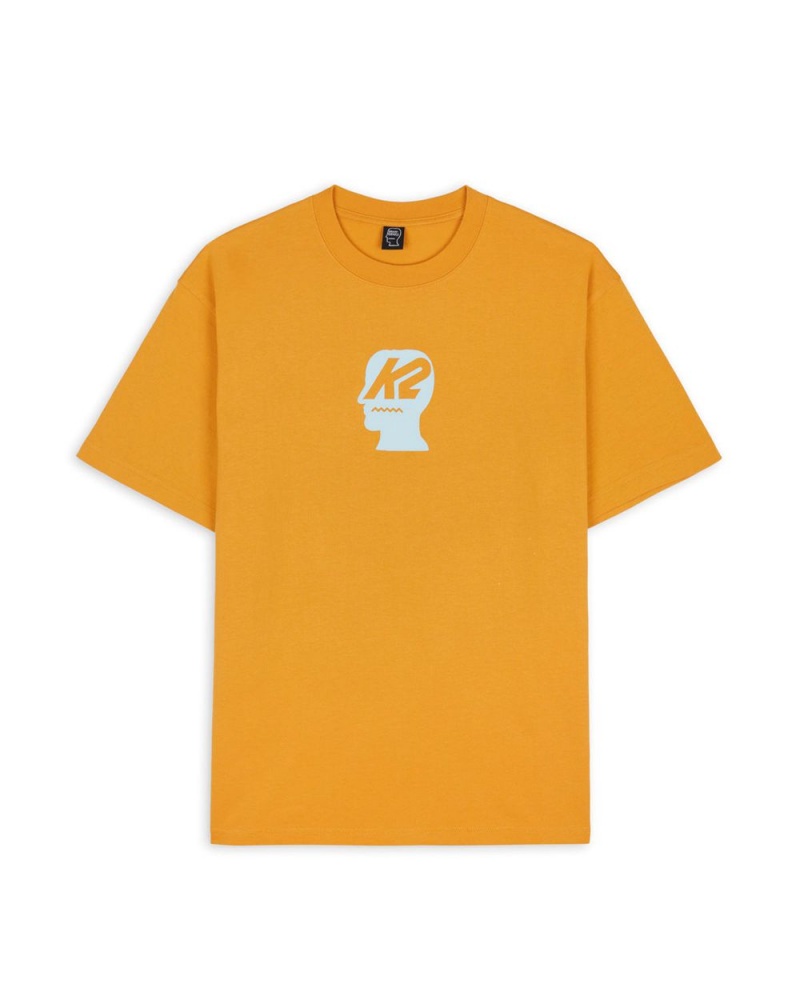 Orange Brain Dead X K2 Logo Lockup T-Shirt | AU 8567431-VG