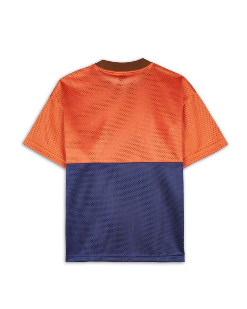 Orange Navy Brain Dead Maze Football Mesh T-Shirt | AU 3180549-JR