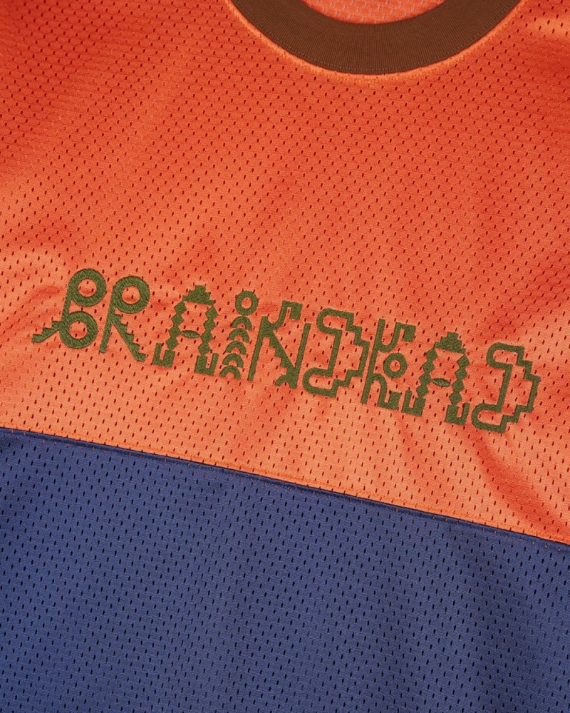 Orange Navy Brain Dead Maze Football Mesh T-Shirt | AU 3180549-JR