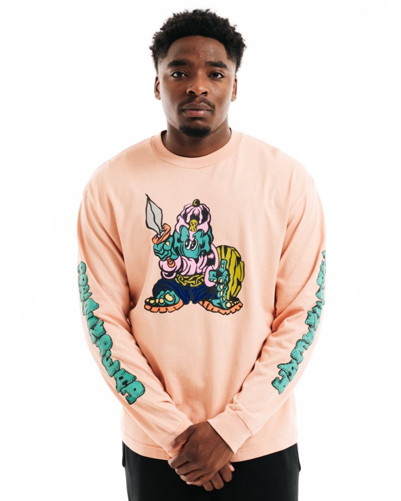 Pink Brain Dead Little Barbarian Long Sleeve T-Shirt | AU 7053814-ZV