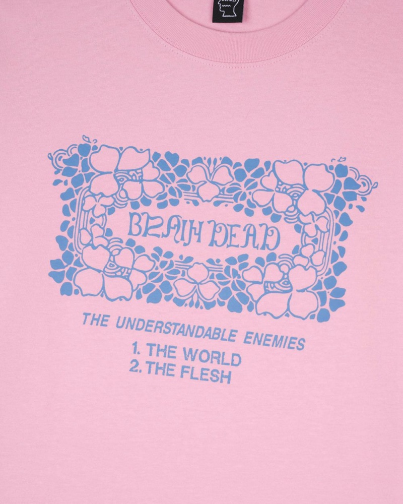 Pink Brain Dead Understandable Enemies T-Shirt | AU 3650728-QA