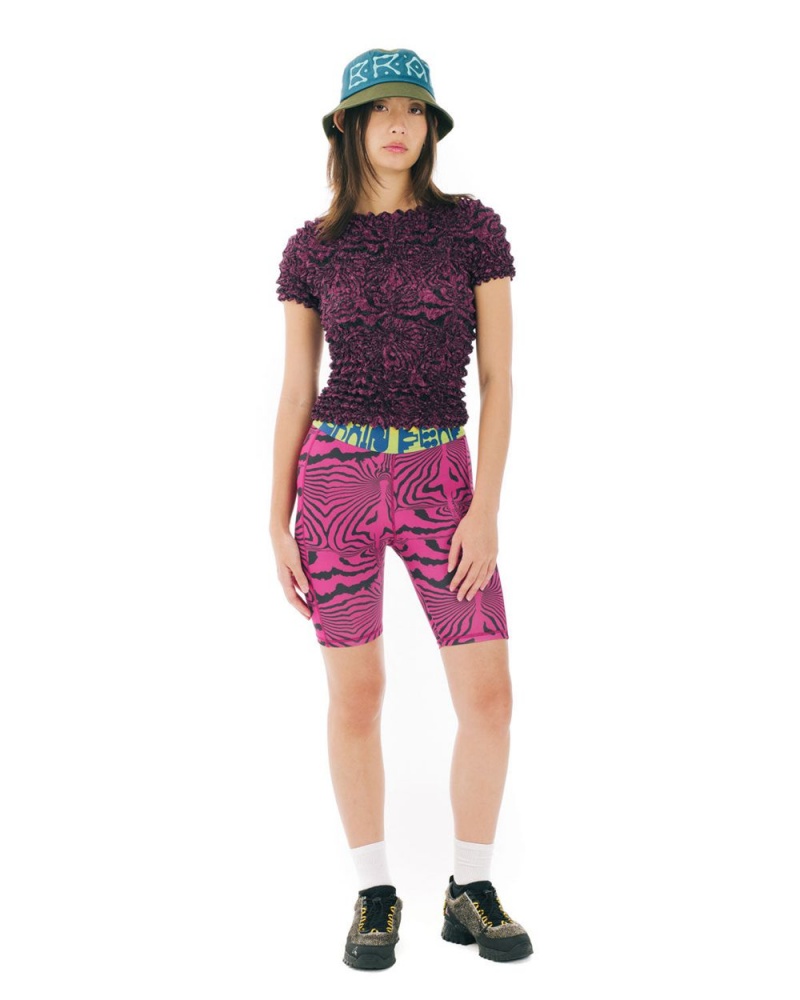 Pink Brain Dead Warped Zebra Cycle Shorts | AU 1903472-EY