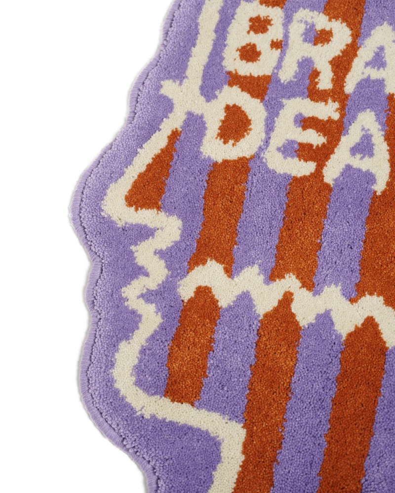 Purple Brain Dead Logo Head Striped Rug | AU 7265183-IR