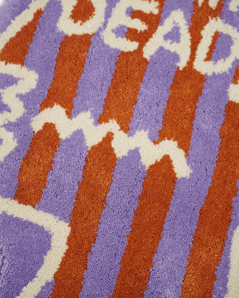 Purple Brain Dead Logo Head Striped Rug | AU 7265183-IR