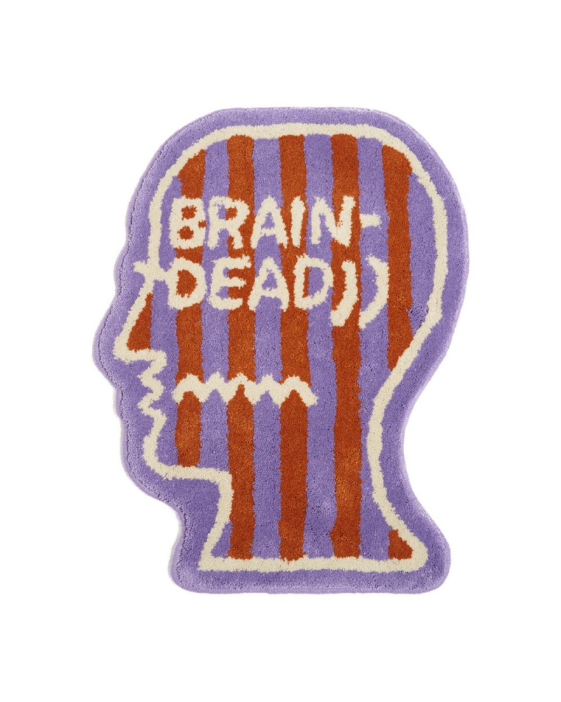 Purple Brain Dead Logo Head Striped Rug | AU 7265183-IR