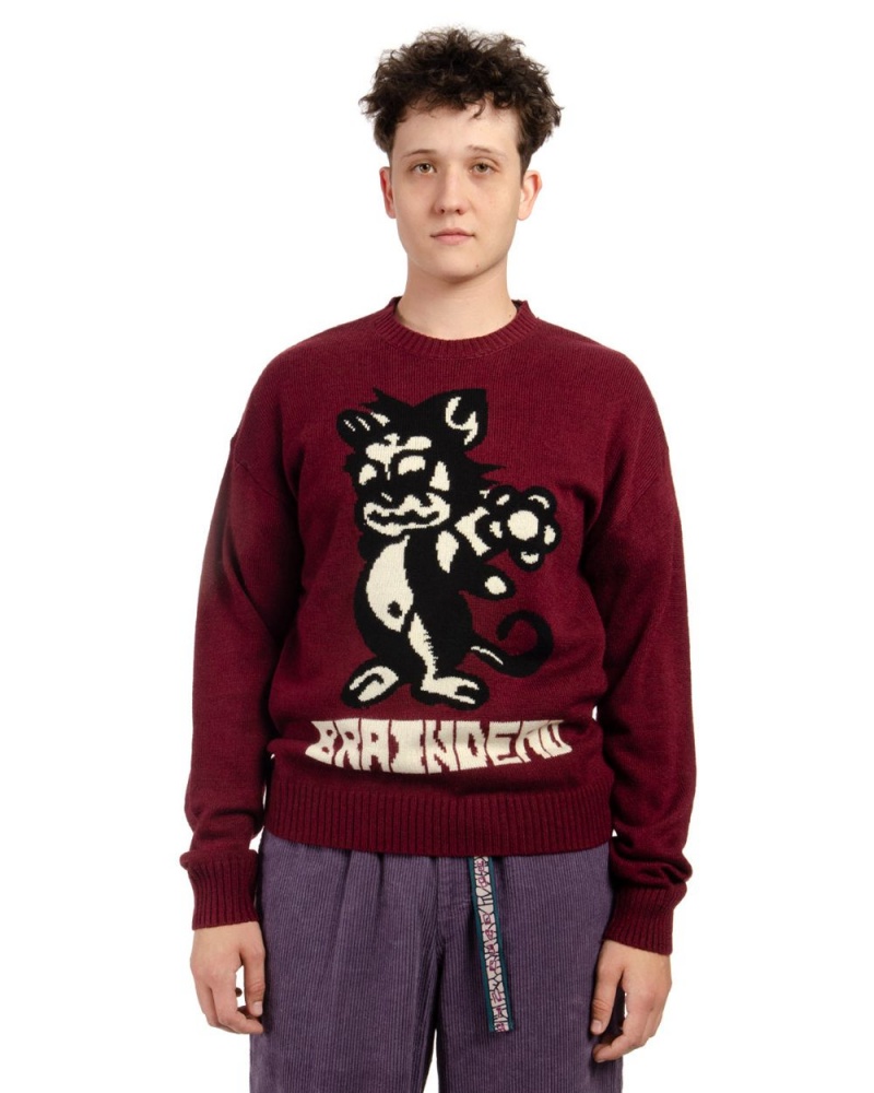 Purple Brain Dead Meow Knit Sweater | AU 4197032-AL