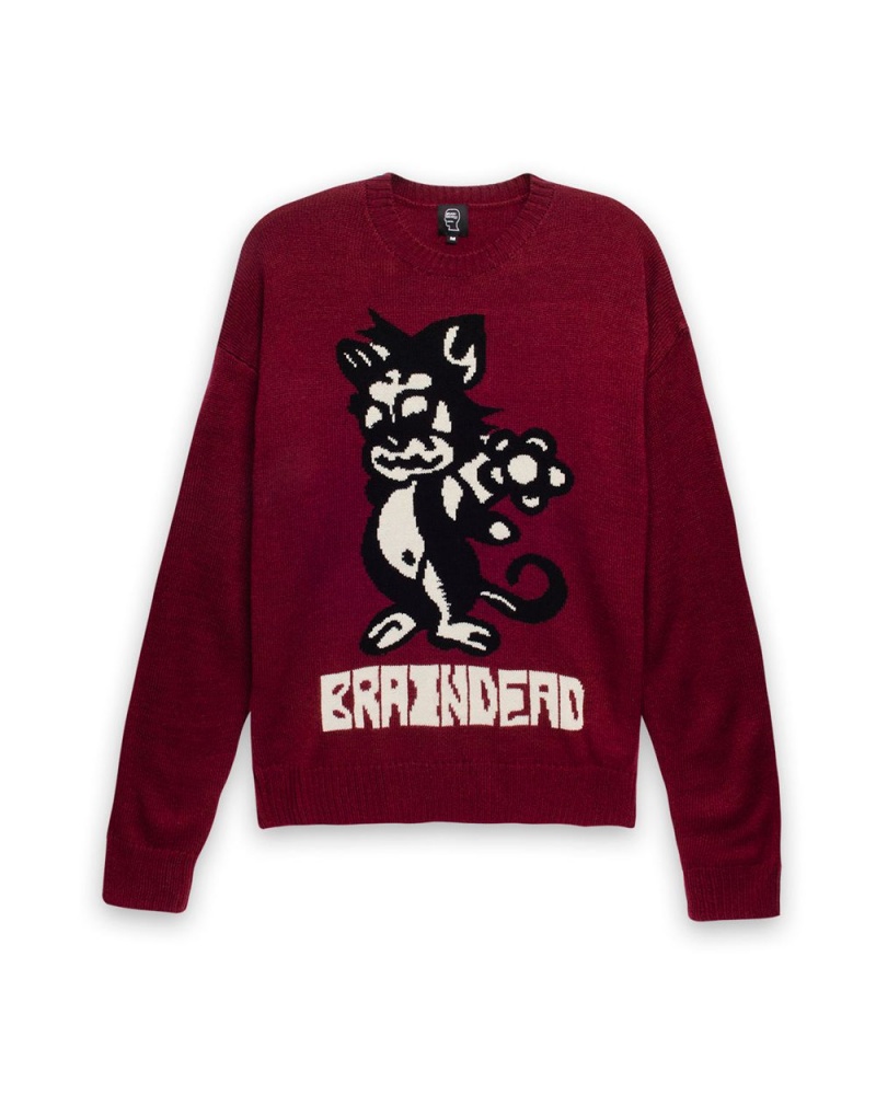 Purple Brain Dead Meow Knit Sweater | AU 4197032-AL