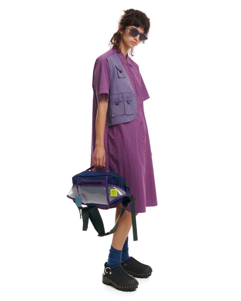 Purple Brain Dead Nylon Utility Shirt Dress | AU 1097586-VP