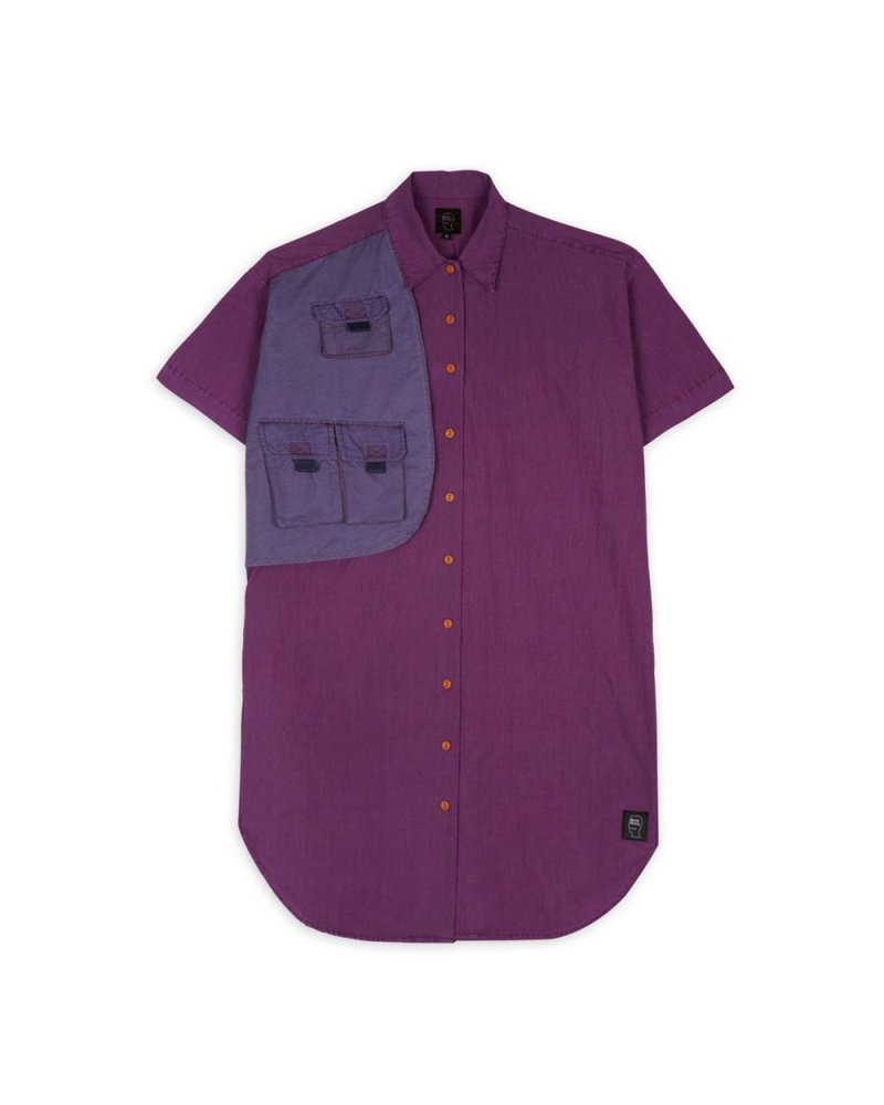 Purple Brain Dead Nylon Utility Shirt Dress | AU 1097586-VP