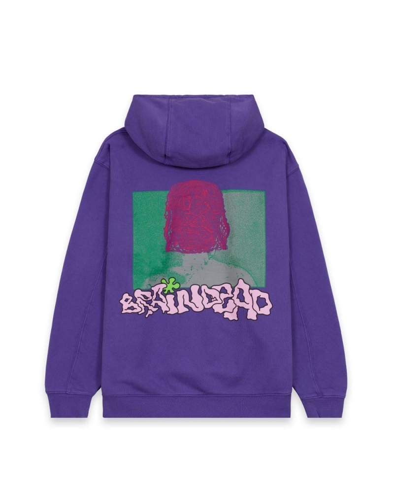 Purple Brain Dead Throwing Hands Hoodie | AU 7026391-JO