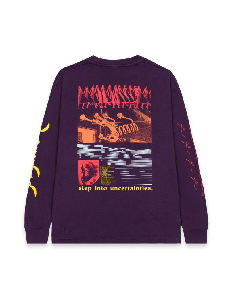 Purple Brain Dead Uncertainties Long Sleeve T-Shirt | AU 8956134-XG