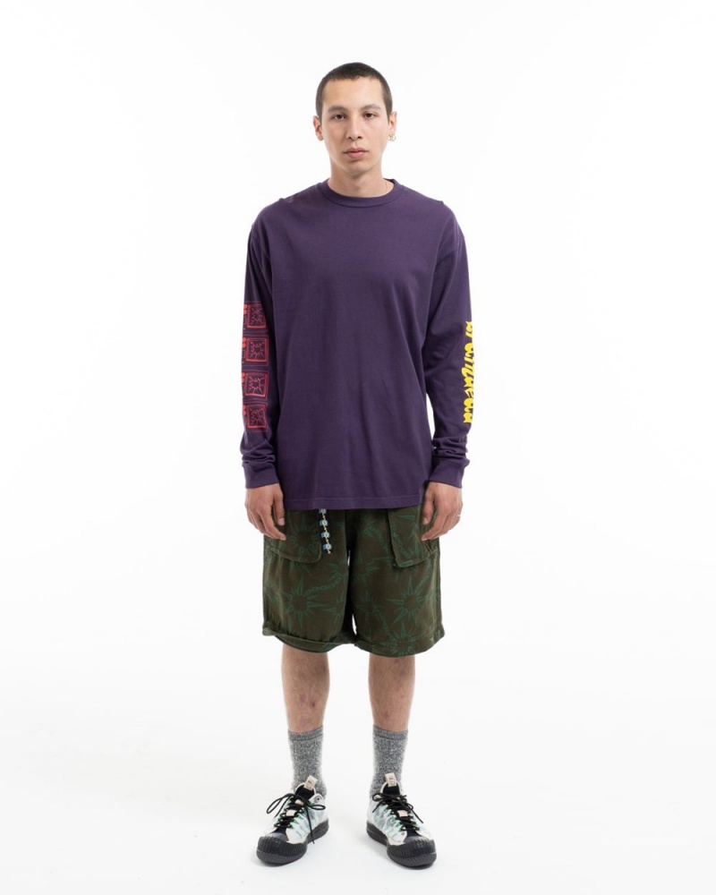 Purple Brain Dead Uncertainties Long Sleeve T-Shirt | AU 8956134-XG