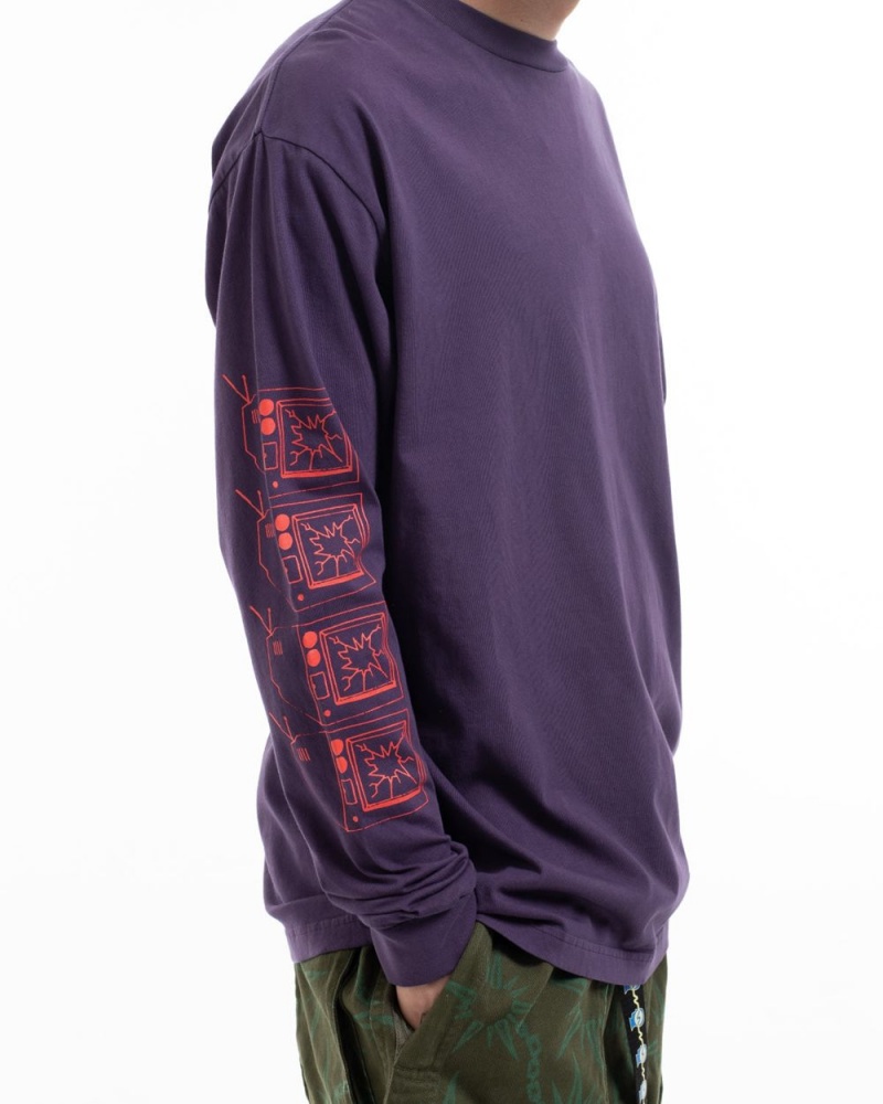 Purple Brain Dead Uncertainties Long Sleeve T-Shirt | AU 8956134-XG