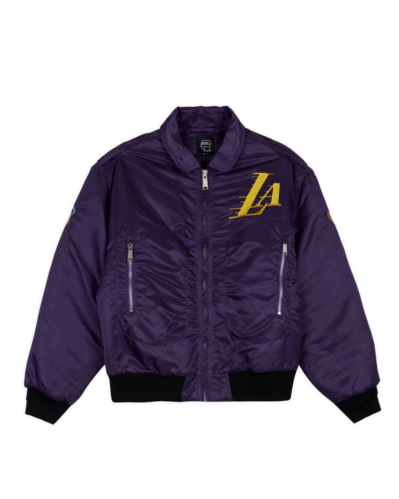 Purple Brain Dead X NBA Los Angeles Lakers Flight Jacket | AU 6845931-GD