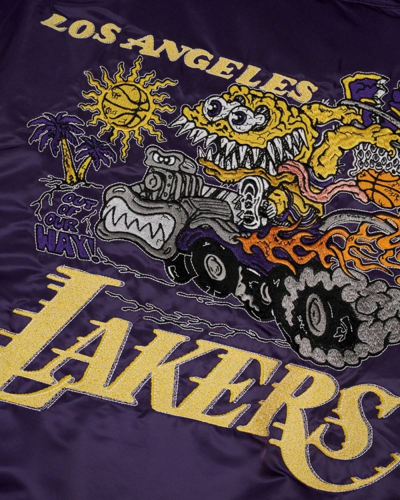 Purple Brain Dead X NBA Los Angeles Lakers Flight Jacket | AU 6845931-GD