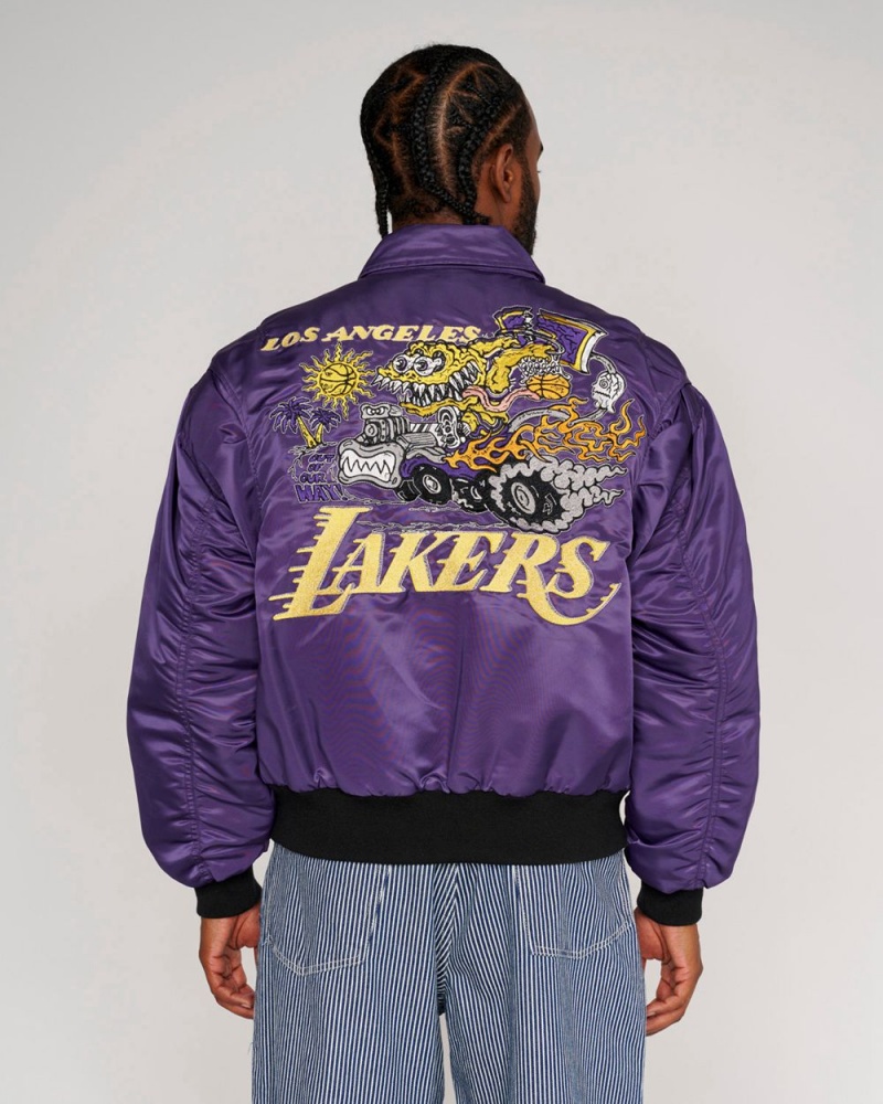 Purple Brain Dead X NBA Los Angeles Lakers Flight Jacket | AU 6845931-GD