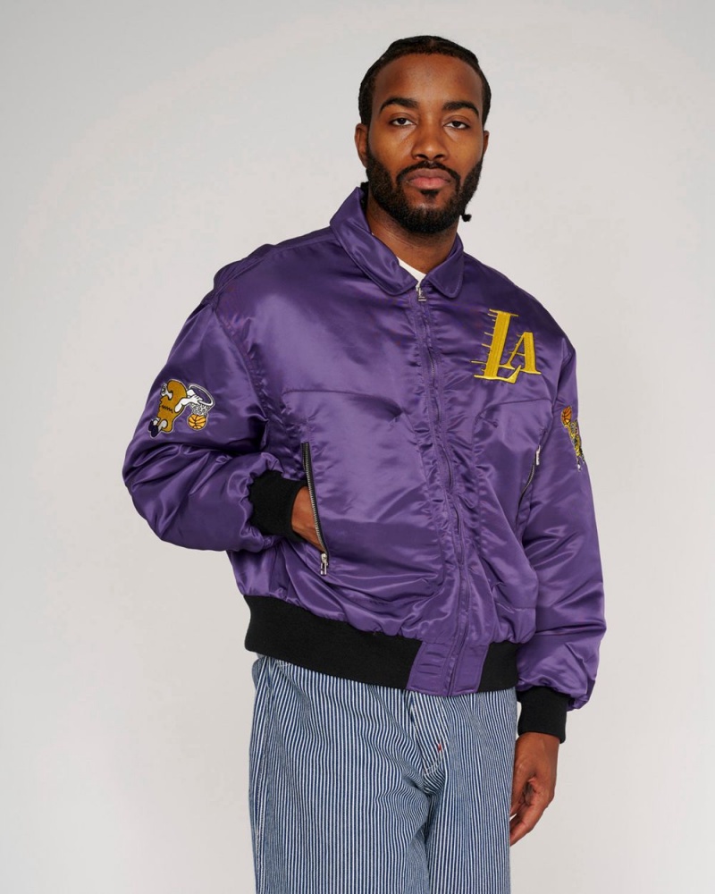 Purple Brain Dead X NBA Los Angeles Lakers Flight Jacket | AU 6845931-GD