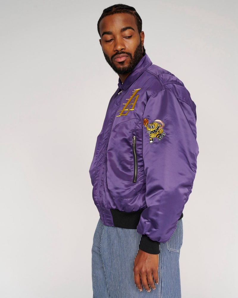 Purple Brain Dead X NBA Los Angeles Lakers Flight Jacket | AU 6845931-GD