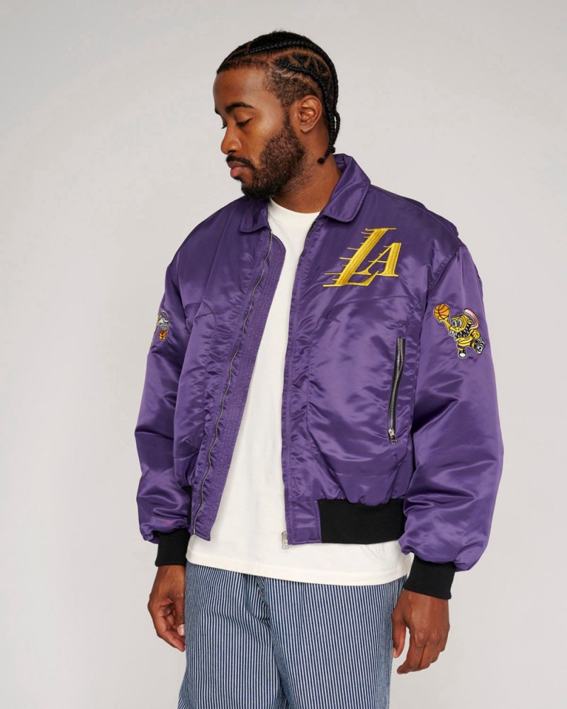 Purple Brain Dead X NBA Los Angeles Lakers Flight Jacket | AU 6845931-GD