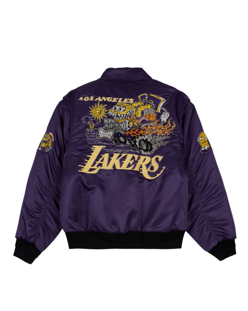 Purple Brain Dead X NBA Los Angeles Lakers Flight Jacket | AU 6845931-GD