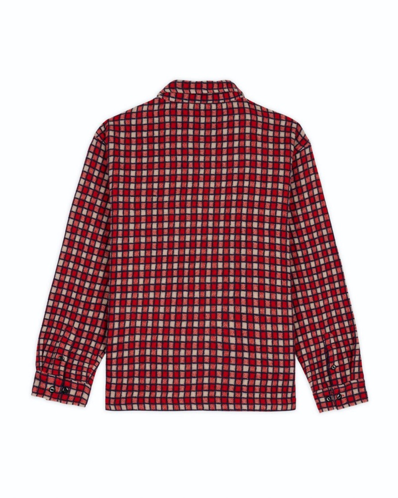 Red Brain Dead Check Mate Flannel Zip Shirt | AU 9836714-GF