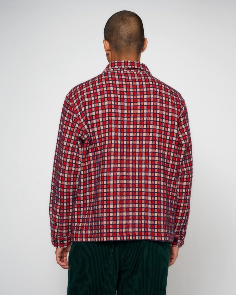 Red Brain Dead Check Mate Flannel Zip Shirt | AU 9836714-GF