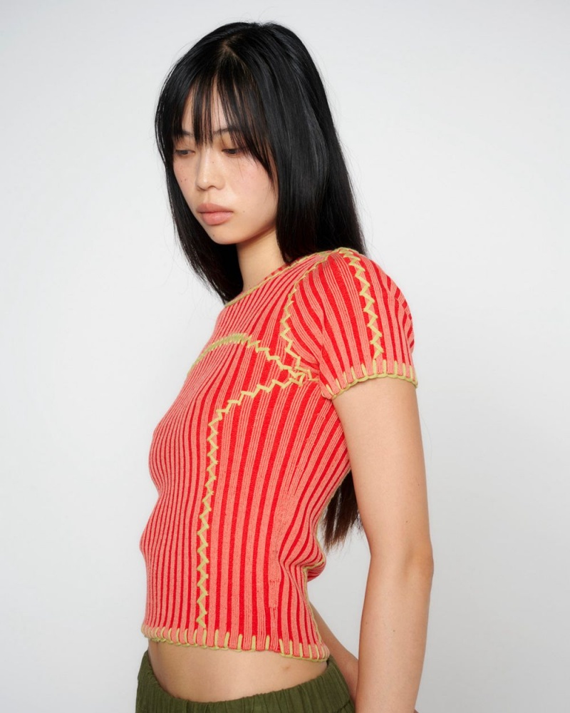 Red Brain Dead Mariel Sport Knit Shirt | AU 7815469-WP