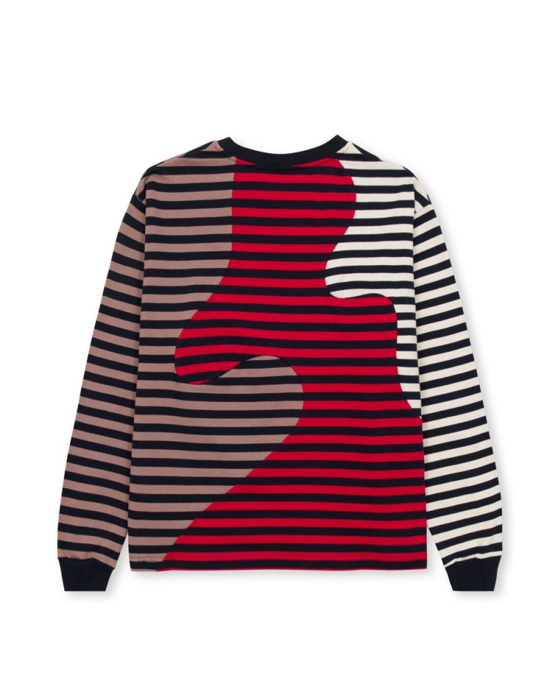 Red Brain Dead Organic Paneled Stripe Long Sleeve T-Shirt | AU 4253981-AC