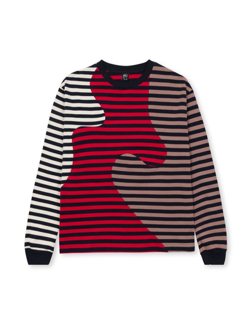 Red Brain Dead Organic Paneled Stripe Long Sleeve T-Shirt | AU 4253981-AC