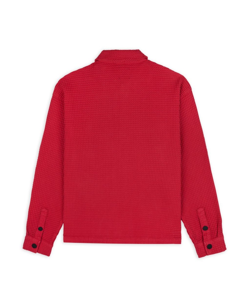 Red Brain Dead Waffle Snap Front Shirt | AU 7385240-GO