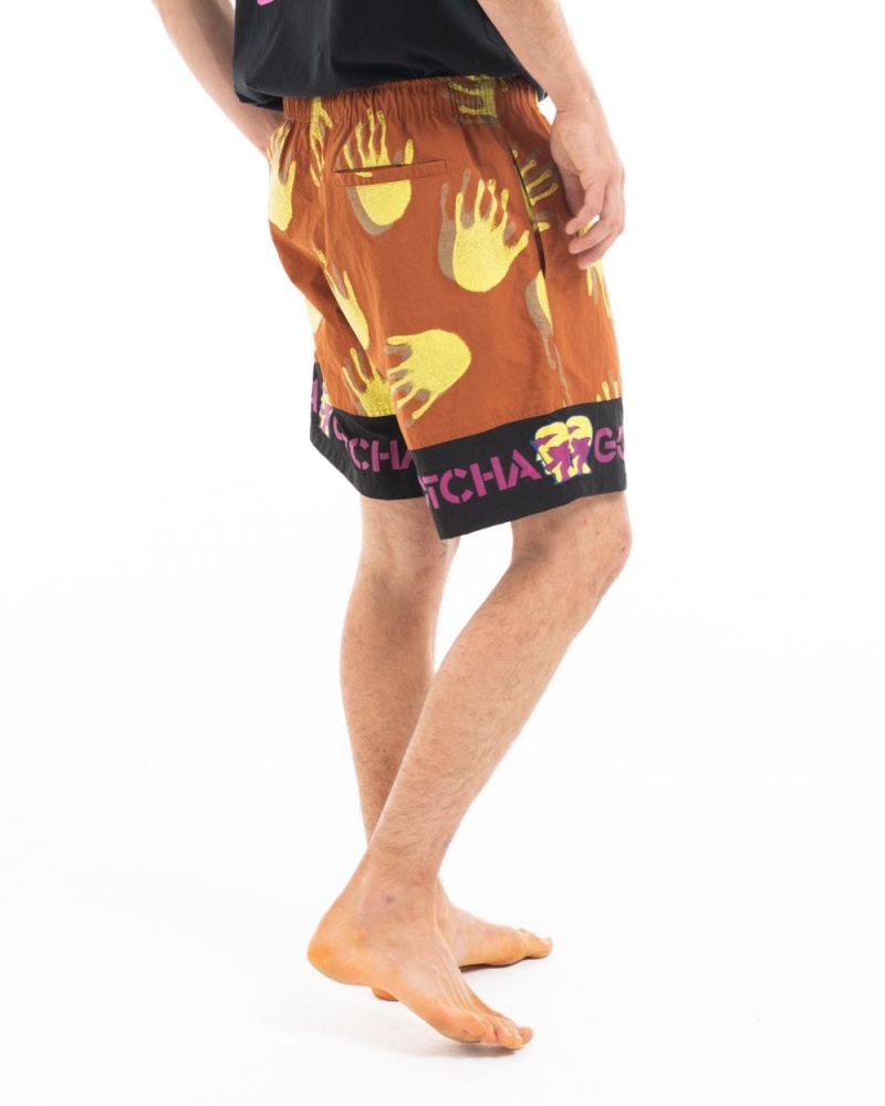 Red Brain Dead X Gotcha Hands Paneled Trunk Shorts | AU 4571023-LO